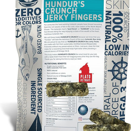 PLATO Hundur's Crunch Jerky Fingers 10oz, Natural