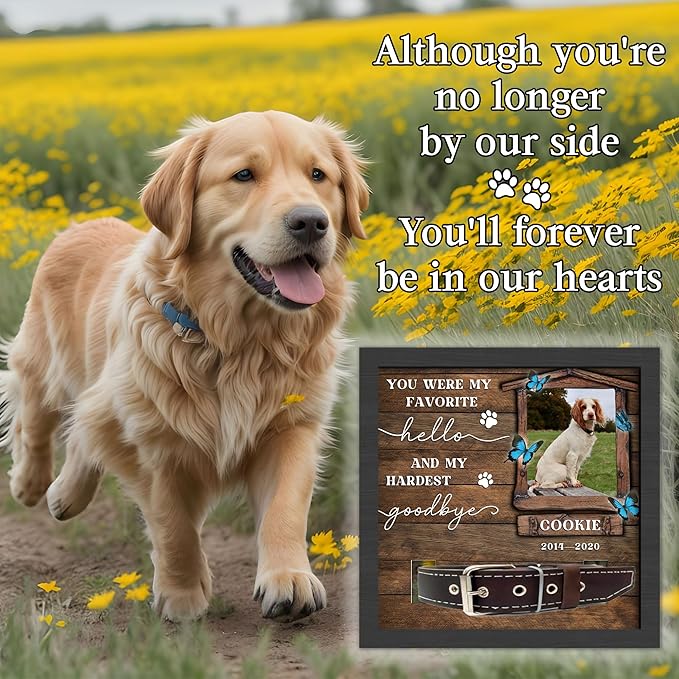 Customized Pet Memorial Gifts for Dogs, Dog Memorial Gifts for Loss of Dog, Dog Memorial Collar Plaque, Cat Loss Sympathy Gifts, Dog Memorial Gifts, Pet Gift Picture Frame Sign