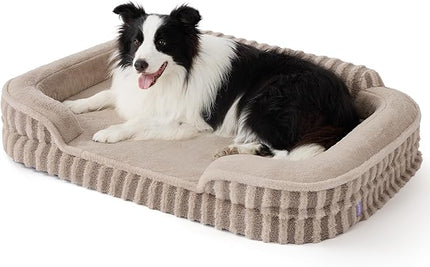 LE SURE Cute Dog Beds for Extra Large Dogs, Orthopedic Waterproof XL Pet Bed with Sides, High Back Non-Slip and Egg-Crate Foam Big Dog Couch Sofa with Washable Removable Cover, Hazel