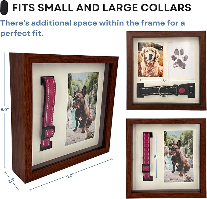 Pet Memorial Dog Picture Frame, 4 Customizable Displays, 9x9, Paw Print Kit for Dogs, Pet Memorial Gift for Dogs, Loss of Dog Sympathy Gift, Pet Paw Print Impression Kit (Brown)