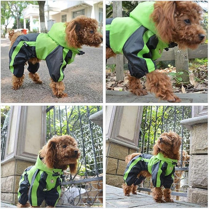 Lovelonglong Dog Hooded Raincoat, Small Dog Rain Jacket Poncho Waterproof Clothes with Hood Breathable 4 Feet Four Legs Rain Coats for Small Medium Large Pet Dogs Green S