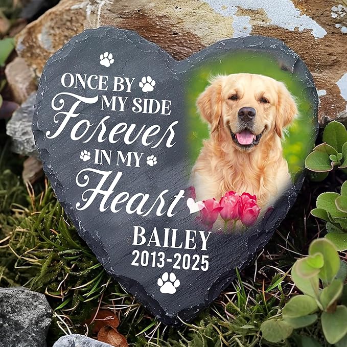 Personalized Dog Memorial Gifts for Loss of Dog, Custom Pet Memorial Stone with Photo Name Date, Stones for Dogs, Gift for Cat Lovers, Bereavement Sympathy Gift for Pet Lover, Quote 1