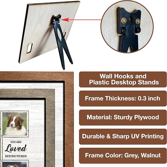 Customized Pet Memorial Frame Wooden Dog Heartfelt Gift Deceased Personalized Dog Loss Sign Remembrance Animal Passing Away Puppy Picture Frames Gifts for Pet Owners Christmas Tabletop Plaque