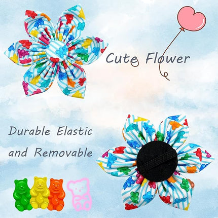 Elegant little tail Dog Collar, Dog Collar with Flower Boy Girl Pet Collar Flowers Soft Durable Dog Flower Collar for Medium Dogs