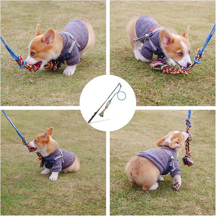 DIBBATU Flirt Pole for Dogs Interactive Dog Toys for Large Medium Small Dogs Chase and Tug of War, Dog Teaser Wand with Lure Chewing Toy for Outdoor Exercise & Training