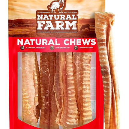 Natural Farm Beef Trachea (12 Inch, 8 Pack), 100% Beef Chews, Natural Glucosamine and Chondroitin for Joint & Hip Mobility, Bone Strength – Low Fat Crunchy & Crispy Treats for All Dogs