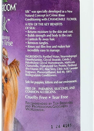 Bio-Groom Silk Creme Rinse Dog Conditioner - Conditioner for Dogs, Puppy Conditioner, Dog Conditioner Detangler, Dog Hair Conditioner - 32 Fl Oz 1-Pack