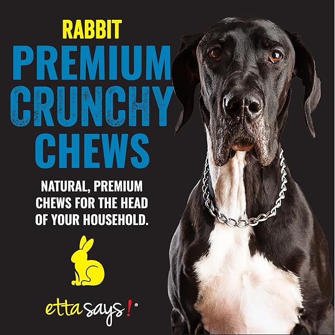 etta says! Premium Crunchy 7" Rabbit Dog Chews - Grain-Free Dog Treats, Good for Teeth, Easy to Digest - Made in The USA (20 Count Pack of 1)