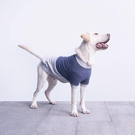 Large Dog Color Block Sweaters Warm Clothes Pullover Sweatshirts for Labrador Dobermann, Blue Grey, 5X-Large