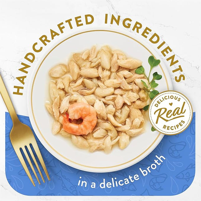 Purina Fancy Feast Lickable Appetizers Grain Free Wet Cat Food Topper Ocean Fish Appetizer with a Shrimp Cat Food Topper - (Pack of 10) 1.1 oz. Trays