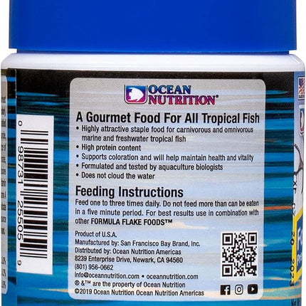 Ocean Nutrition Formula One Flake Fish Food - Natural Ingredient Fish Food Flakes for All Saltwater Tropical Fish - Supports Health & Coloration, Does Not Cloud Water, Made in USA, 1.2 oz (34 g)