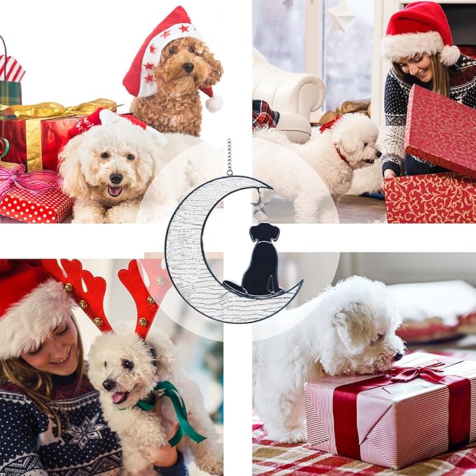 Stained Glass Dog Memorial Gifts for Dog Lovers, Pet Memorial Gifts Dog Decor Stained Glass Window Hanging Suncatcher for Window Loss of Dog Sympathy Gift Pet Loss Gifts for Mom, Grandma