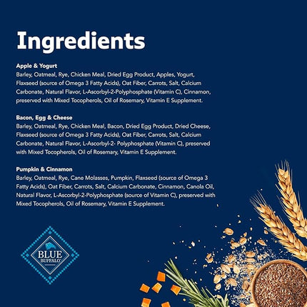 Blue Buffalo Health Bars Crunchy Dog Biscuits, Variety Pack, Bacon, Egg & Cheese, Apple & Yogurt, Pumpkin & Cinnamon, 16-oz Bags