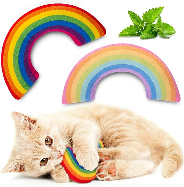 Christmas Catnip Toys for Indoor Cats Kitten, Xmas Kitty Toys Kicker Pillow 2Pcs, Interactive Cat Nip Chew Teeth Cleaning Toy for All Pet Breed