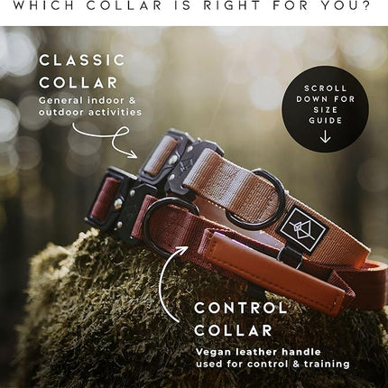 Made to ROAM Premium Explorer Control Collar - Adjustable Heavy Duty Nylon Dog Collar with Quick-Release Metal Buckle and Handle (Michigan Autumn, Control Size 3)