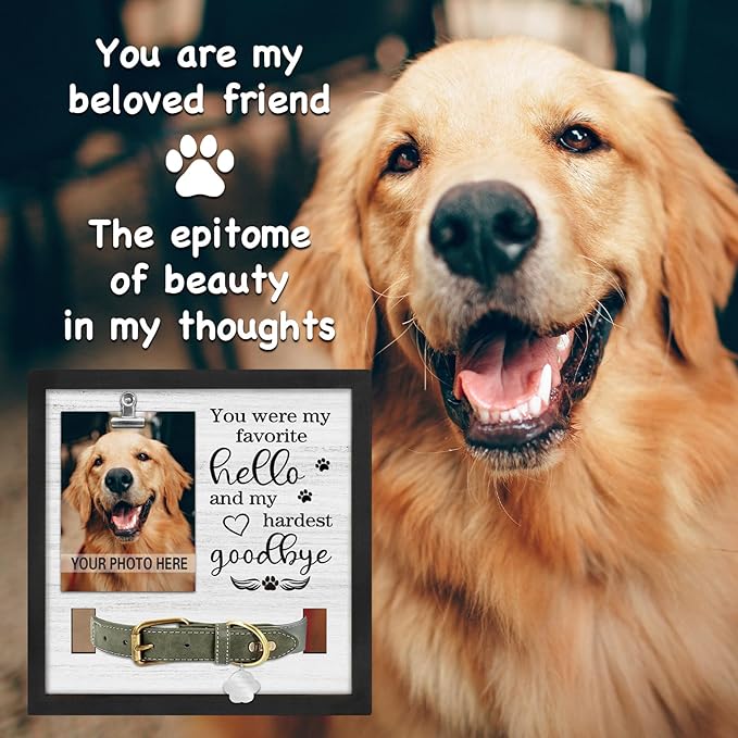 Dog Memorial Gifts for Loss of Dog, Loss of Dogs Sympathy Gift Pet Loss Sympathy Frame with Collar Holder, Pet Cat Remembrance Bereavement Gift
