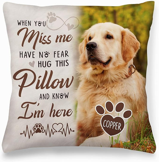 Personalized Pet Memorial Throw Pillow with Photo, Pet Loss Gifts Dog, Loss of Dog Sympathy Gift, In Memory of Dog Gifts, Pet Photo Gifts for Dog Lovers, Pet Loss Gifts, Dog Bereavement Gifts