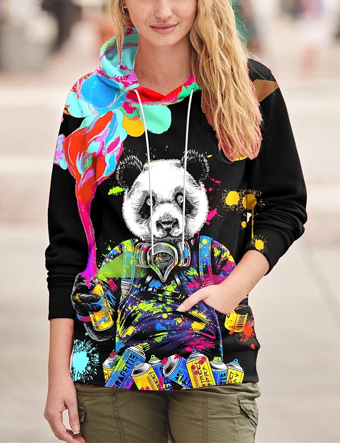 Yasswete Unisex Adults 3D Printed Fashion Hoodies for Men Women Pullover Novelty Sweatshirts with Big Pockets