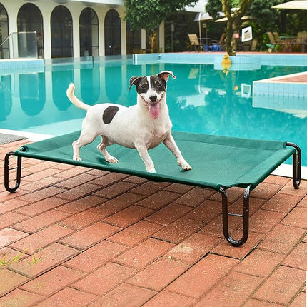 Pettycare Elevated Outdoor Dog Bed - Small Dog Cot, Waterproof, Cooling with Teslin Mesh, Non Slip, Up to 35 lbs, Green