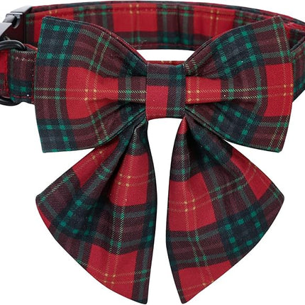 Lionet Paws Christmas Dog Collar with Sailor Bow, Bowtie for Dogs, Adjustable Comfortable Dog Collar Girl, S, Neck 10-16 in
