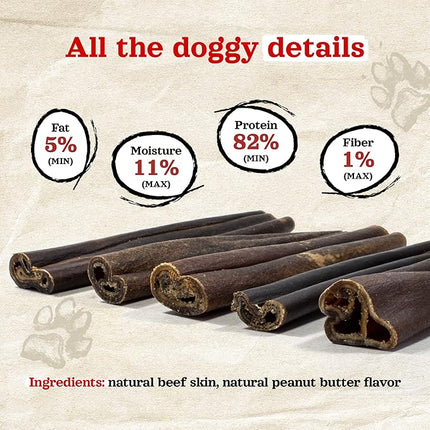 Natural Farm Peanut Butter Flavor Collagen Sticks for Dogs (6 Inch, 25 Count), Long-Lasting Beef Collagen Sticks, Rawhide Alternative Chews with Chondroitin & Glucosamine, Low-Fat Dental Treats