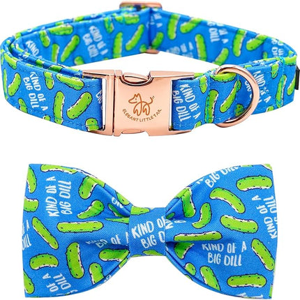 Elegant little tail Dog Collar, Dog Collar with Bow tie, Dill Pickles Print Pet Collars Pet Collar Boy Cute Bowtie Collar Dog for Medium Dogs