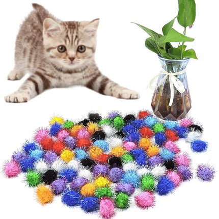 Andiker Cat Crinkle Balls, 2.36 Inches Colorful Cat Ball Chew and Chase Kitten Mylar Crinkle Balls Lightweight Cat Toys for Indoor Cats Kitten to Keep Fit and Active (100pc)