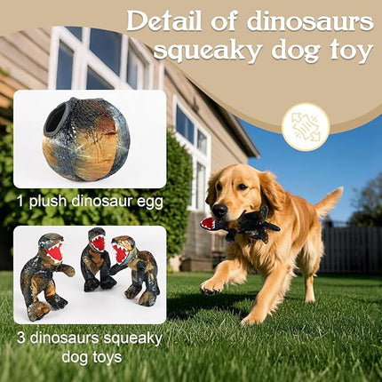 IFOYO Squeaky Dog Toys, Dinosaur Puppy Toys, Plush Interactive Dog Toys for Small Medium Dogs, Enrichment Hide and Seek Dog Toy
