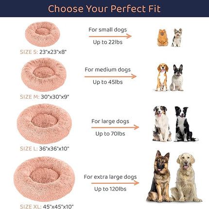 Donut Dog Bed - Premium Comfort for Anxiety Relief - Fluffy & Calming Design with Ultra-Plush Support | Cozy Round Dog Bed with Super Soft Circle Style (Pink, Medium)