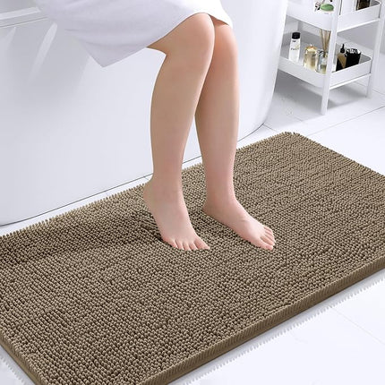 OLANLY Bathroom Rugs 44x24, Extra Soft Absorbent Chenille Bath Rugs, Rubber Backing Quick Dry, Machine Washable Bath Mats for Bathroom Floor, Tub and Shower, Home Decor Accessories, Tan