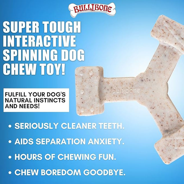 Bullibone Nylon Dog Chew Toy Spin-a-Bone - Interactive Dog Toy, Triggers Natural Instincts, and Improves Oral Health