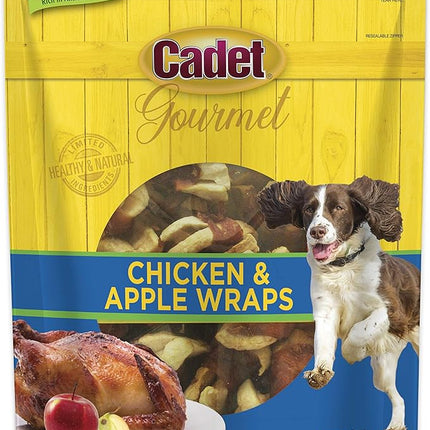 Cadet Gourmet Chicken & Apple Wrapped Dog Treats Wraps - Healthy & Natural Chicken & Apple Dog Training Treats for Small & Large Dogs - Inspected & Tested in USA (14 oz.)