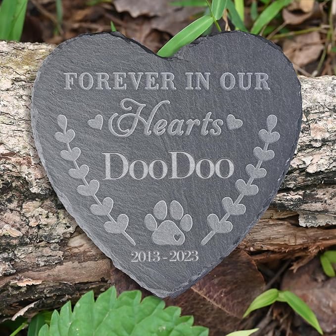 Pet Memorial Stones, Gifts Personalized, Loss of Dog Sympathy Gifts, Bereavement for Pet, Grave Headstone, - Design F, 6''x6''/15x15cm