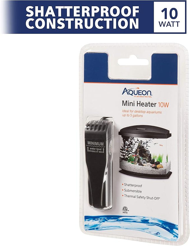Aqueon Small Aquarium Fish Tank Submersible Mini Flat Heater Up to 5 Gallon Aquariums, 10 Watts