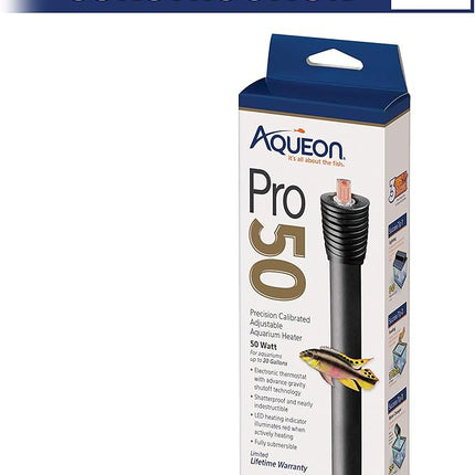 Aqueon Adjustable PRO Aquarium Heater Up to 20 Gallons, 50 Watts