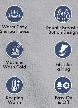 Spark Paws Fleece Dog Jacket, Hooded Sweater Vest, Warm Coat for Winter - Suitable for Small Medium Large XL XXL Breeds - Grey - XL