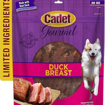 Cadet Gourmet Duck Breast Jerky Dog Treats, Healthy, Long-Lasting High-Protein Training Treats for Small & Large Dogs, 28 oz.