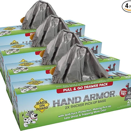 Bags on Board Dog Poop Bags - Extra Thick Waste Pickup Bags with Easy Tie Handles - Easy Dispensing Drawer Pack - 200 Count (Pack of 4)