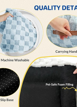 Cat Bed Cat Couch for Puppy and Kitten, Fluffy Pet Sofas Medium Dog Sofa Bed, Supportive Cats Sofa for Indoor Cats, Washable Cover & Non-Slip, 32 inch, Blue