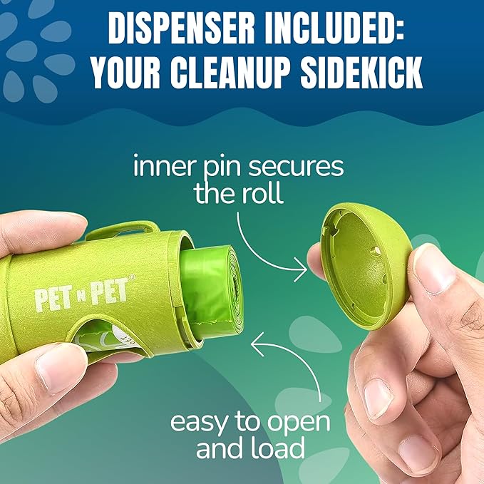 Pet N Pet 720 Counts, Unscented Dog Poop Bags Rolls, 38% Plant Based & 62% PE Poop Bags For Dogs with Dispenser, 48 Rolls Extra Thick Dog Waste Bag, Doggie Poo Bag