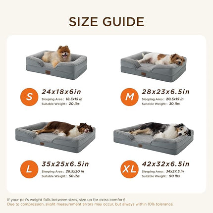 Bedsure Self Warming Orthopedic Dogs Bed for Small Dogs - Washable Small Dog Bed Waterproof, Comfort Pet Couch with Removable Cover, Supportive Foam Pets Sofa with Nonskid Bottom, Grey