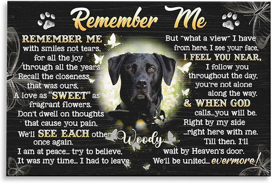 Dem Canvas Personalized Photo Canvas Prints, Dog Loss Gifts, Pet Memorial Gifts, Dog Death Sympathy Gifts, Remember Me, Dog Cat Passing Away Loss Gift Dog Grieving Gifts (18x12)