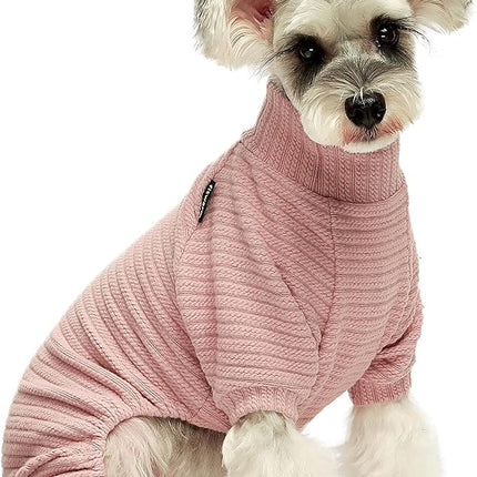 Fitwarm Turtleneck Knitted Dog Sweater Puppy Pajamas Thermal Doggie Winter Clothes Knitwear Pet Coats Cat Apparel Pink Small