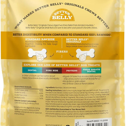 Better Belly Highly Digestible Rawhide Small Roll Chews, Treat Your Dog to a Chew with NO Artificial Colors or Flavors