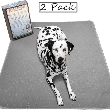 Washable Pee Pads for Dogs | Non-Slip Quick Dry| Fast Absorbing Wee Mat for Playpen Housebreaking Indoor Potty Training Whelping Incontinence Travel (2-Pack 36x41in, Grey Extra Padded)