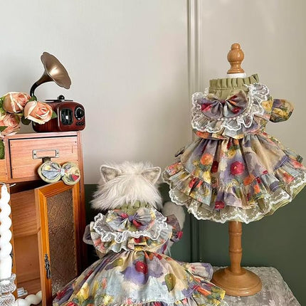 Fashion Sweet Puppy Dog Lace Princess Dress for EXTRAL Small and Small Dog B-Matcha Green Medium