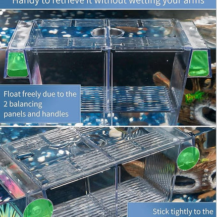 Pawfly Aquarium Fish Breeding Box Acrylic Hatchery Incubator Tank with Suction Cups Medium Isolation Box for Baby Fish Shrimp Betta and Guppy