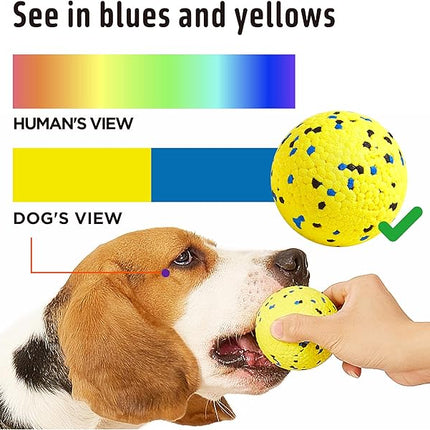 Dog Balls, 3Pcs Chew Toys Tennis Ball for Aggressive, Chewers Durable Teething Molar Tug Dog Toys, Interactive Fetch Balls Gift Set for Large Medium Dogs and Puppies, Durable Tug Toy, Yellow