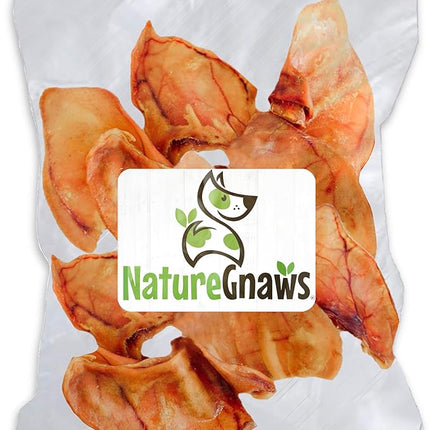 Nature Gnaws Pig Ears for Dogs (15 Count) - Thick Long Lasting for Aggressive Chewers and Large Dogs - Natural Pork Dog Chew Bones - Rawhide Free