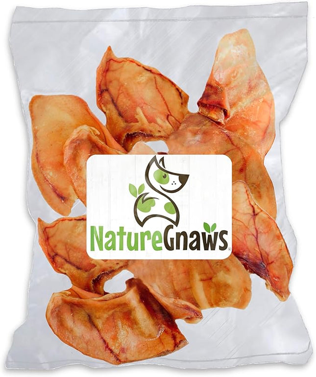 Nature Gnaws Pig Ears for Dogs (15 Count) - Thick Long Lasting for Aggressive Chewers and Large Dogs - Natural Pork Dog Chew Bones - Rawhide Free
